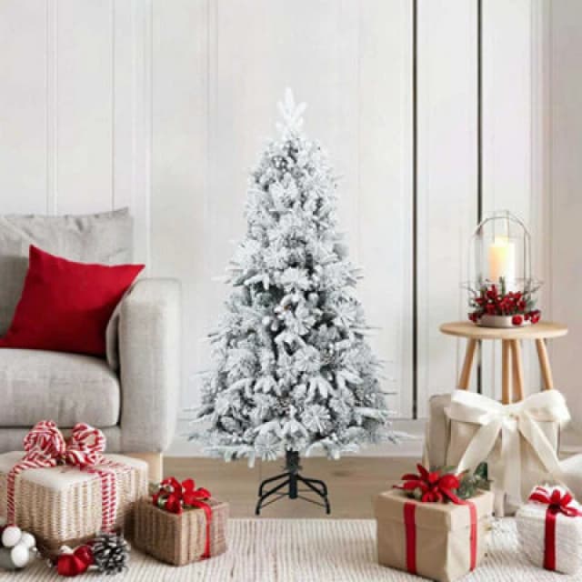 Vidaxl Artificial Hinged Christmas Tree Snow Flocked White 120 Cm