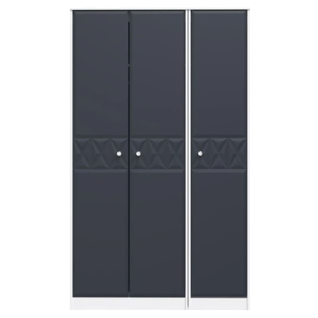 San Jose Ready Assembled Contemporary Matt Indigo & White Tall Triple Wardrobe (H)1970mm (W)1110mm (D)530mm