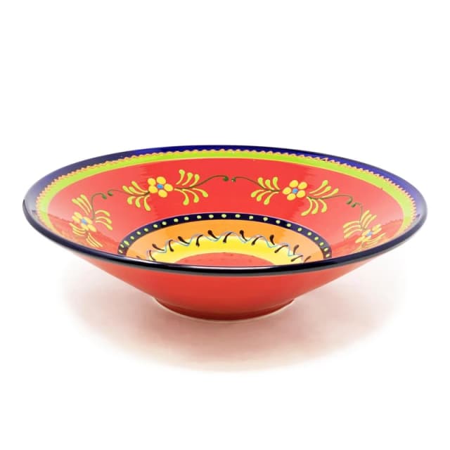Verano Spanish Ceramics Classic Spanish Hand Painted Kitchen Dining Extra Large Conical Bowl 38cm Daisy Chains Multicolor Unisex