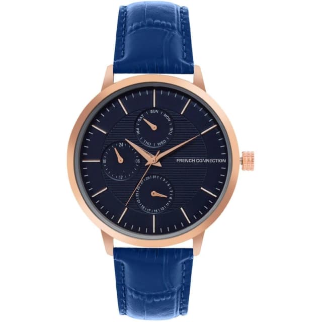French Connection Mens Analog Watch Blue Strap Blue female One Size