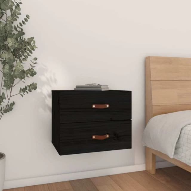 Vidaxl Wall-mounted Bedside Cabinet Bedroom Furniture Floating Bedside Wall Unit Floating Nightstand Wall Bedside Cabinet With Drawer Black 820