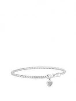 Simply Silver Sterling Silver Pave Heart Rope Bracelet Made With Swarovski Crystals