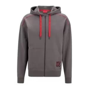 Hugo Mono Logo Zip Hoodie - Grey