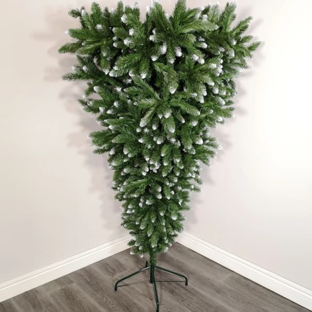 Samuel Alexander 6ft (180cm) Snowtime PVC Upside Down Frosted Green Snow Tipped Christmas Tree Green Unisex