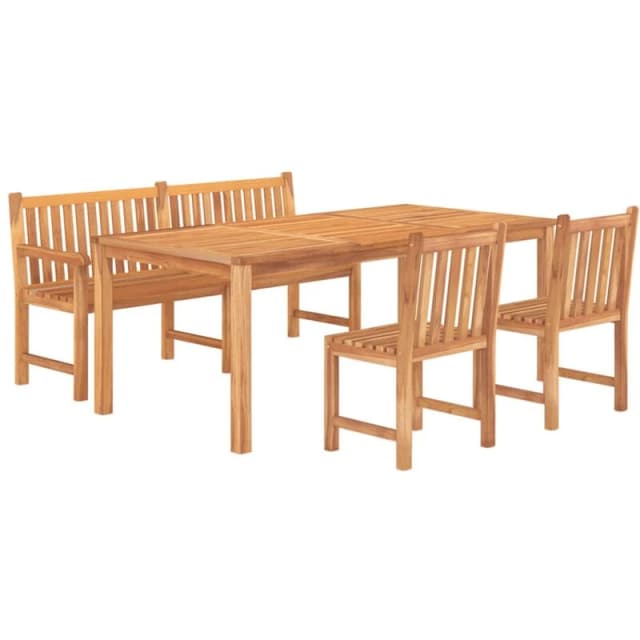 vidaXL 4 Piece Garden Dining Set Solid Wood Teak, Brown 3157160