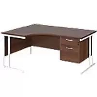 Dams International Left Hand Ergonomic Desk MC16ELP2WHW 1,600 x 1,200 x 725 x 800 - 990 mm