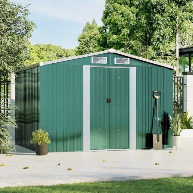Breeins Outdoor 6x8fts Metal Storage Shed Green Green L