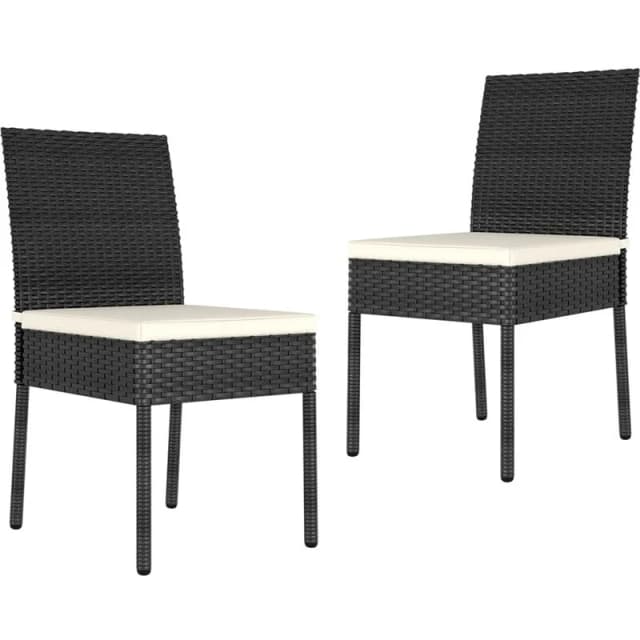 VIDAXL Garden Dining Chairs 2 pcs Poly Rattan Black Vidaxl 8720286682463