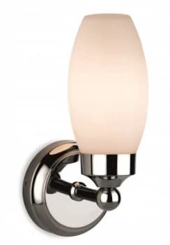 1 Light Bathroom Wall Light Chrome with Opal Glass IP44, E14