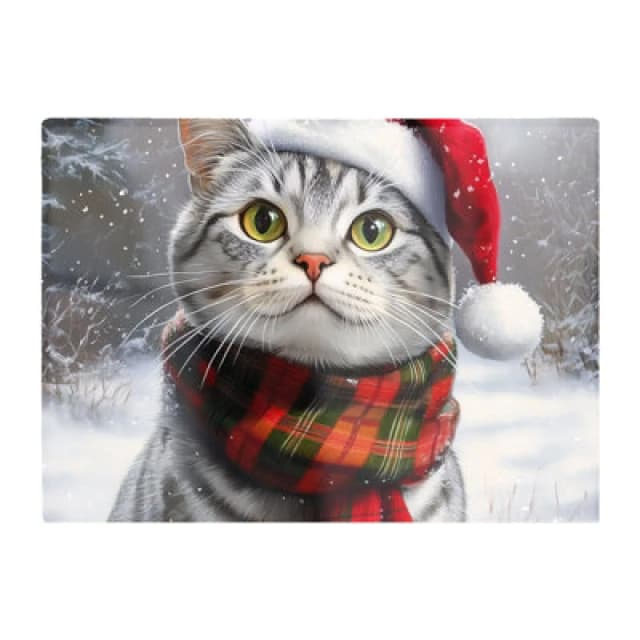 Warren Reed Designer Snowy Christmas Silver Tabby Glass Chopping Board