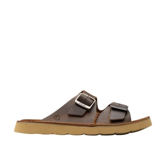 Clarks Solsbury Strap Leather Mens Slides Sandals - Beeswax - Size:UK 9.5