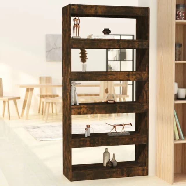 VIDAXL Book Cabinet/Room Divider Smoked Oak 80x30x166cm Engineered Wood Vidaxl 8720286844540