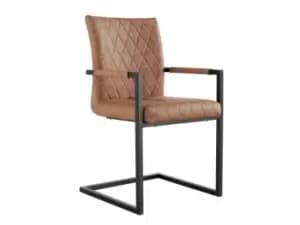 Kenmore Flynn Carver Tan Faux Leather Dining Chair
