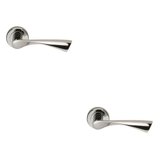 Loops 2x PAIR Angular Twisted Handle on Round Rose Concealed Fix Polished Chrome Multi
