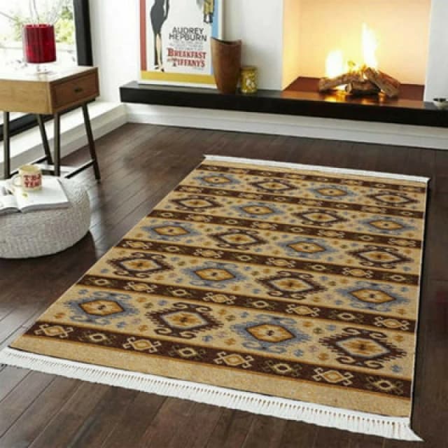 Smart Living Luxury Traditional Design Soft Reversible Washable Aqcha Rug - 120Cm X 170Cm - Mustard