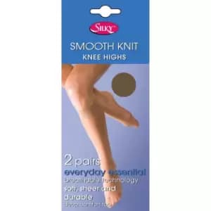 Silky Womens/Ladies Smooth Knit Knee Highs (2 Pairs) (One Size (UK Shoe 3-8)) (Nude)