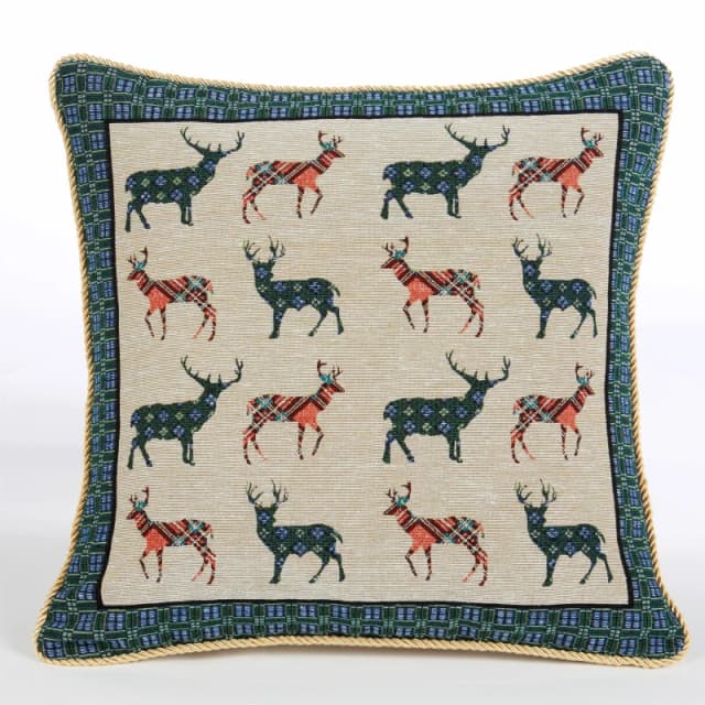 Alan Symonds Stags Tapestry Christmas Cushion Multicolour unisex 45x45cm
