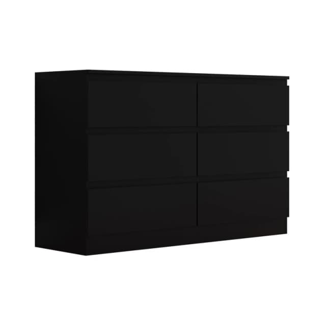 FWStyle FWStyle 6 Drawer Black Chest Of Drawers Matt Effect Finish Black One Size Unisex 5056413123374