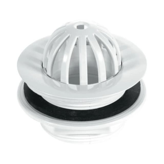 McAlpine WU20 2" Urinal Waste: 85mm Plastic Domed Flange with removable Dome x 42mm Tail: Backnut Model White