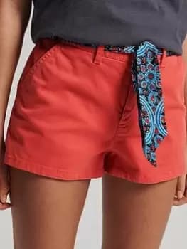 Superdry Vintage Organic Chino Short -red, Red, Size 10, Women