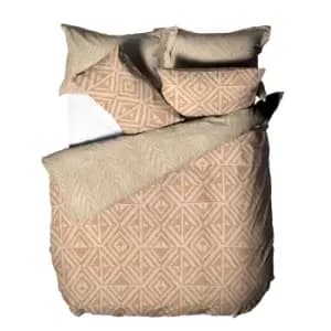 Furn Tanza Global Geometric Duvet Cover Set (Superking) (Terracotta)