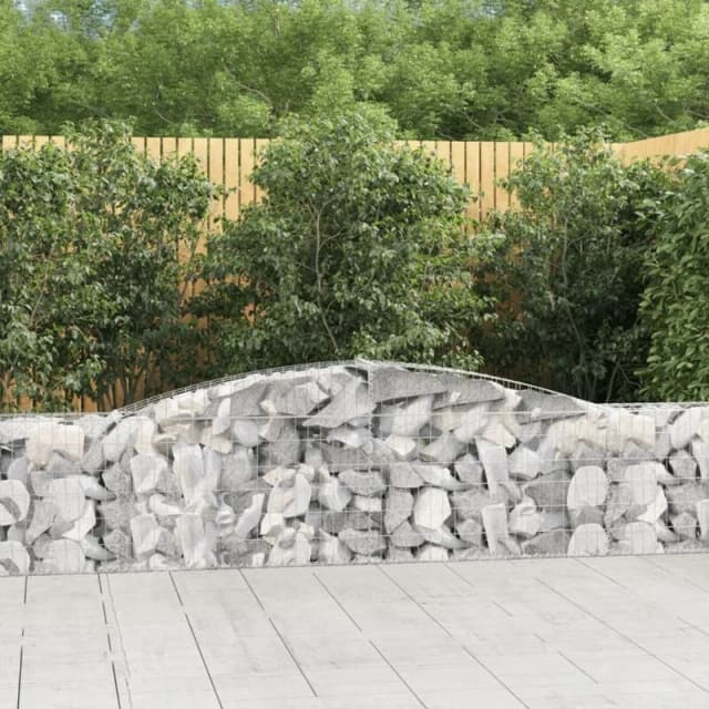 VIDAXL Arched Gabion Baskets 3 pcs 400x30x60/80cm Galvanised Iron Vidaxl 8720845574246
