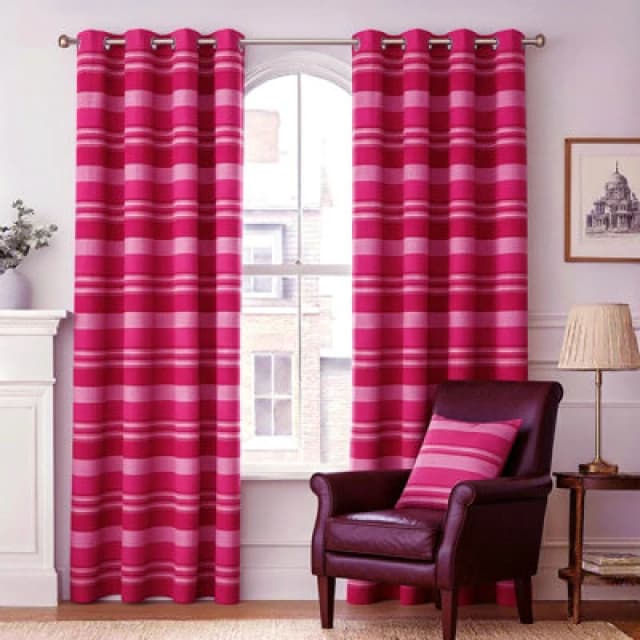Homescapes Cotton Morocco Striped Pink Curtains 137 X 137 Cm
