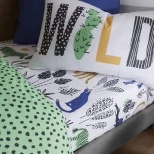 Pineapple Elephant Wild Jungle Animals Fitted Sheet Green