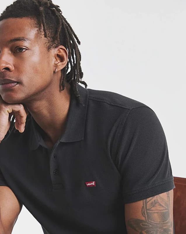 Levis Levis Short Sleeve Housemark Pique Polo Black - Levis - Size: 1XL Black Male 1XL LE24205