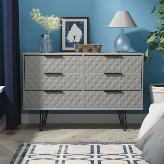 Harlequin 6 Drawer Midi Chest in Dusk Grey - Ready Assembled - Lewis's Home TJ Hughes 5056812209761