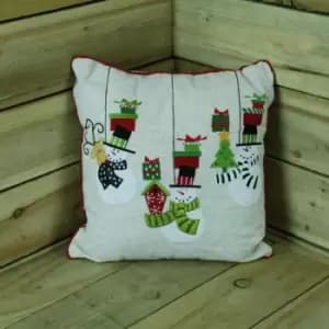 40cm x 40cm Christmas Design Cushion With Snowmen