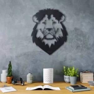 Lion Head Black Decorative Metal Wall Accessory