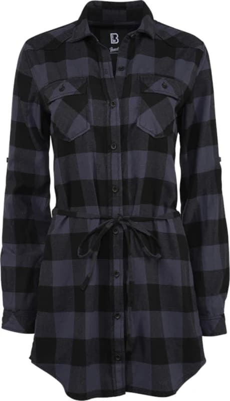 Brandit Lucy Longshirt Ladies Shirt, black-grey, Size S for Women