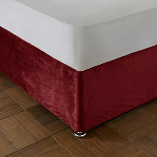 Catherine Lansfield Catherine Lansfield 'Kingsley Matt Velvet' Elasticated Divan Base Wrap in Raspberry Size: Double Raspberry Double Unisex 5057681