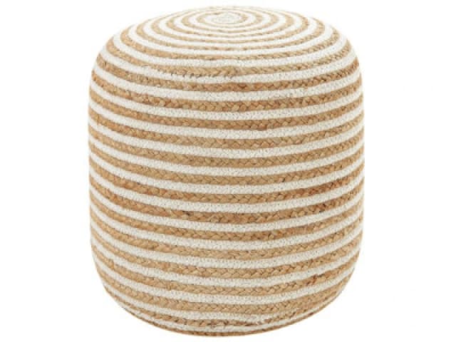 Beliani Pouffe Resafa Jute White Beige