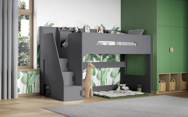 Flair Stepaside Staircase High Sleeper Bed Grey