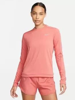 Nike Running Pacer Long Sleeve Crew - Dark Orange, Dark Orange, Size XS, Women