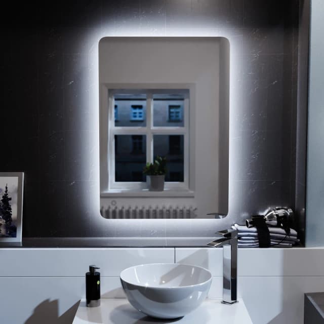 Nes Home Bathroom Modern LED IP44 Illuminated Rectangular Demister Mirror 500 X 700mm in Silver Silver Unisex