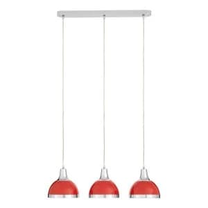 Premier Housewares Jasper Pendant Light 3 Shades - Red Shade/Chrome