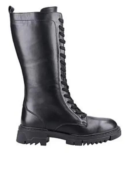 Riva Susie Cleat Sole Lace Up Calf Boots - Black VNONV Female 6