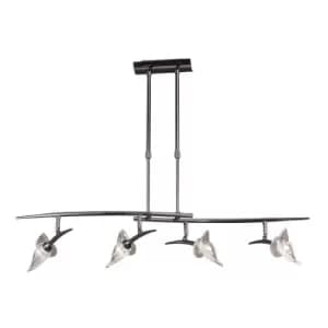 Flavia Telescopic Linear Pendant 4 Light G9 With Adjustable Heads, Black Chrome