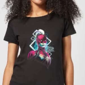 Captain Marvel Neon Warrior Womens T-Shirt - Black