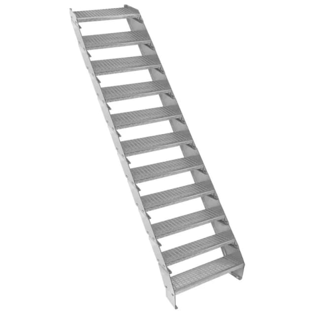 Monstershop Adjustable 11 Section Galvanised Staircase - 600mm Wide Silver