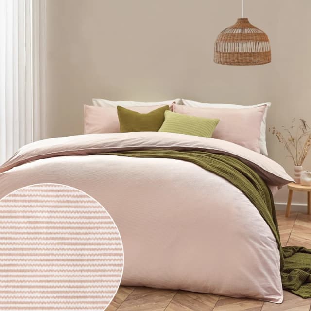 Yard Heaton Stripe Baked Earth Duvet Cover and Pillowcase Set Baked Clay