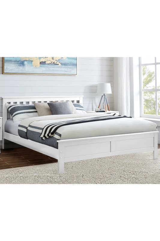 FurnitureboxUK FurnitureboxUK Azure White Wooden Solid Pine Quality Double Bed Frame (Bed Frame Only) Modern Simple Design Size: Single White Single