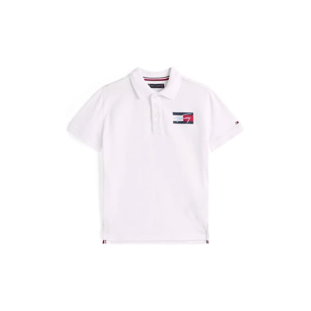 Tommy Hilfiger Kids Short Sleeve Polo Shirt White YBR male 4Y