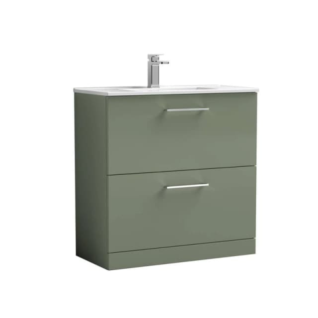 Balterley Bathroom 2 Soft Close Drawer, Floor Vanity Unit, Satin Green, 800mm in Green Green Unisex