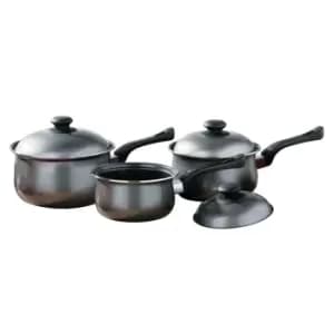 Interiors By Ph 3 Piece Pan Set, Non-stick Carbon Steel, Bakelite Handles - Silver