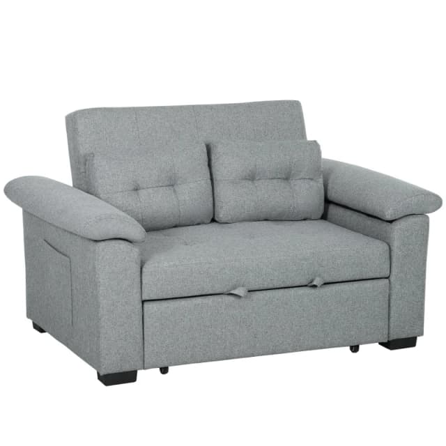 HOMCOM HOMCOM Pull Out Sofa Bed, Click Clack 2 Seater Sofa Bed with Side Pockets in Light Grey Light Grey One Size Unisex 5063603109704