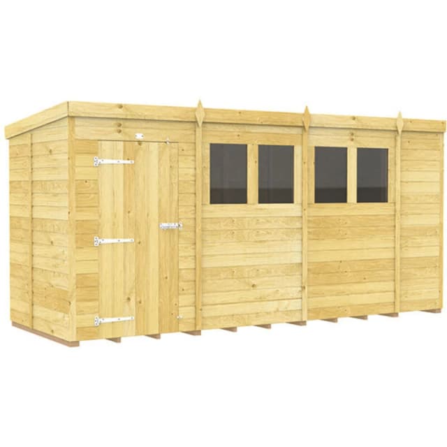 Flat Pack Sheds DIY Sheds 14 x 5 Pent Shed, Brown 14X5PFF